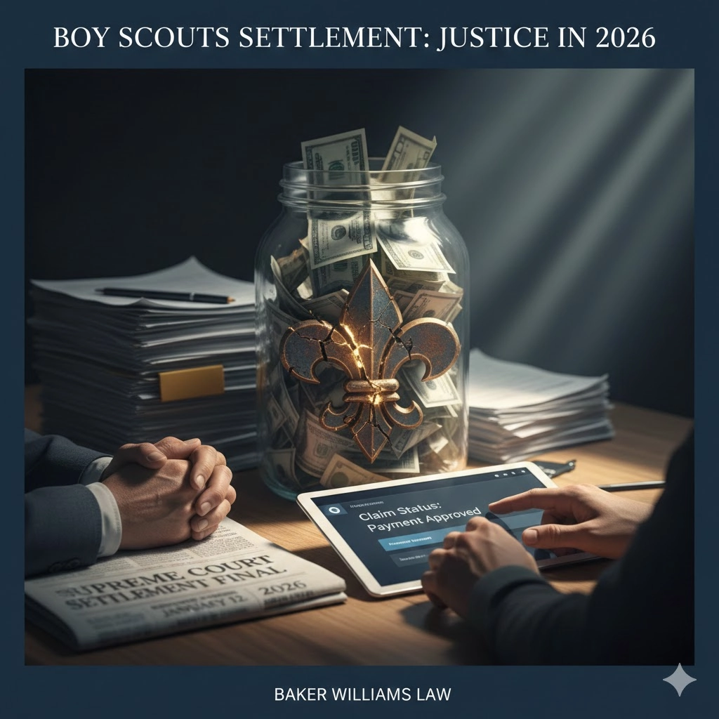 Boy Scouts of America bankruptcy settlement 2026 update showing approved claim status and compensation funds for survivors.